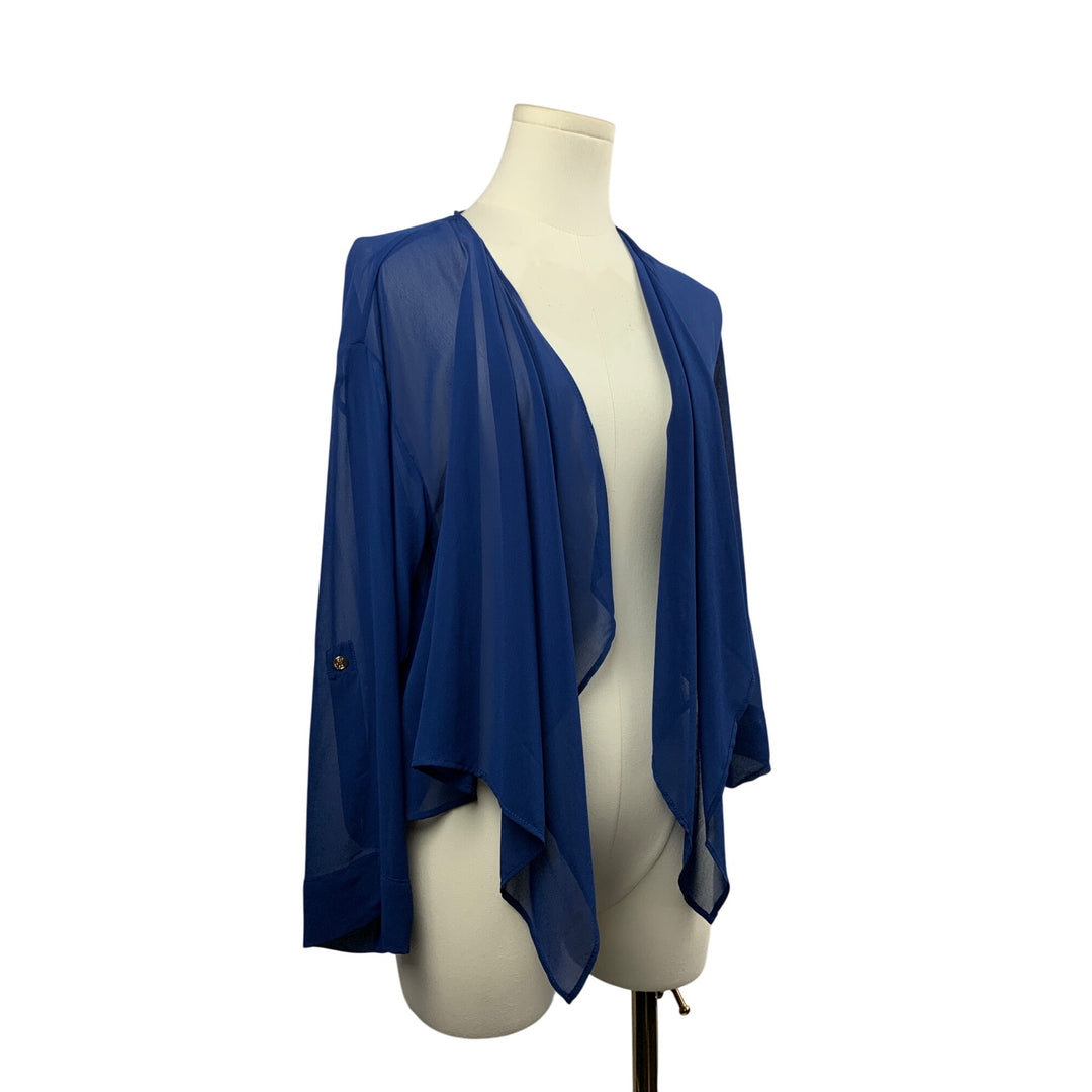 Christian Siriano C Wonder Sheer Blue Open Front Cardigan Jacket XS