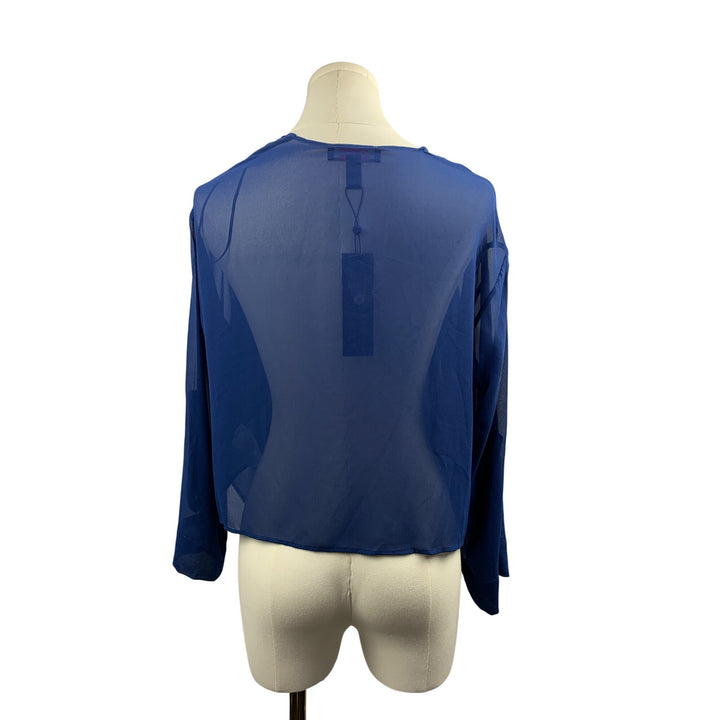 Christian Siriano C Wonder Sheer Blue Open Front Cardigan Jacket XS