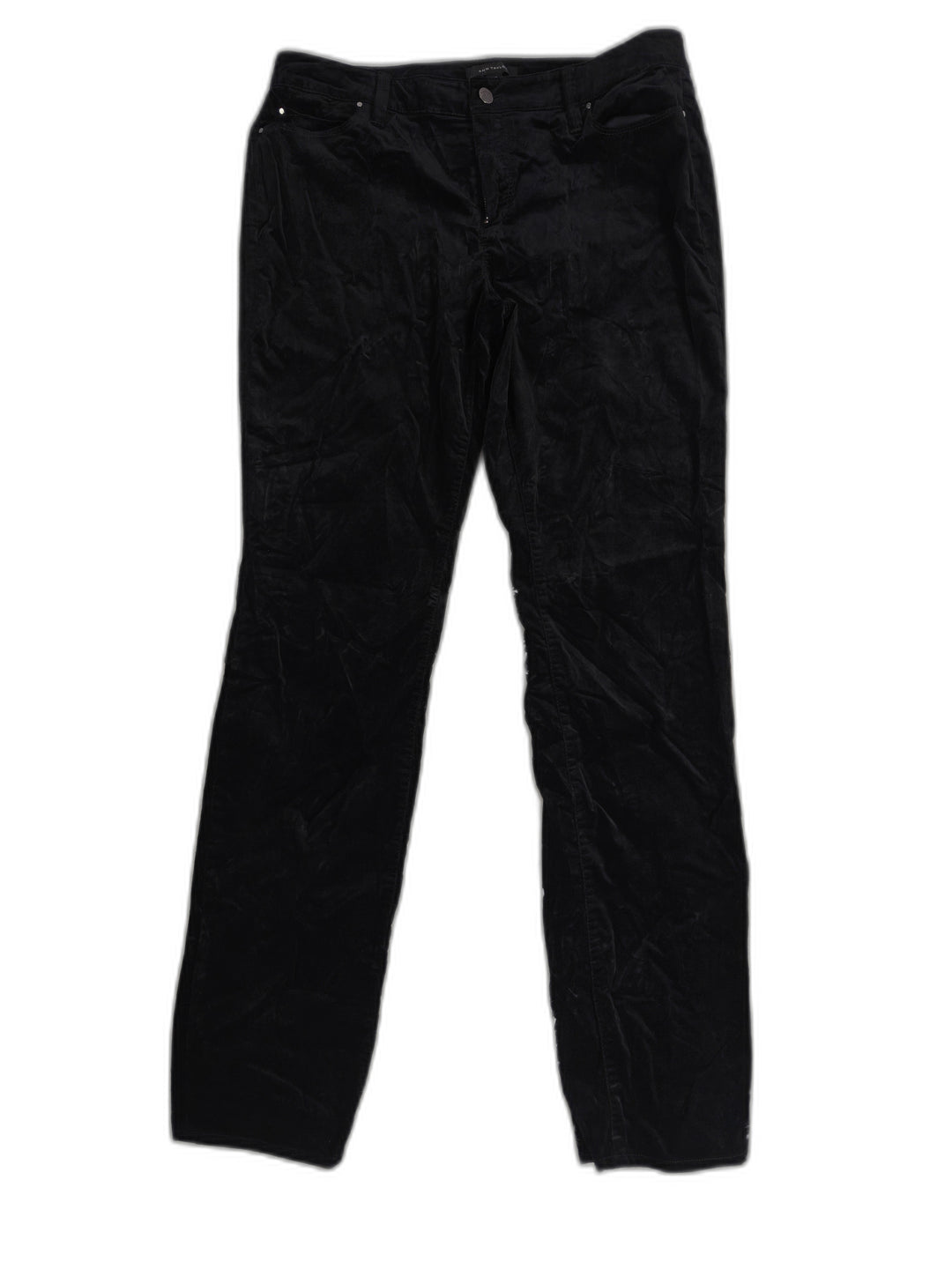 Womens Ann Taylor Velvet Straight Leg Black Pants Size 14T