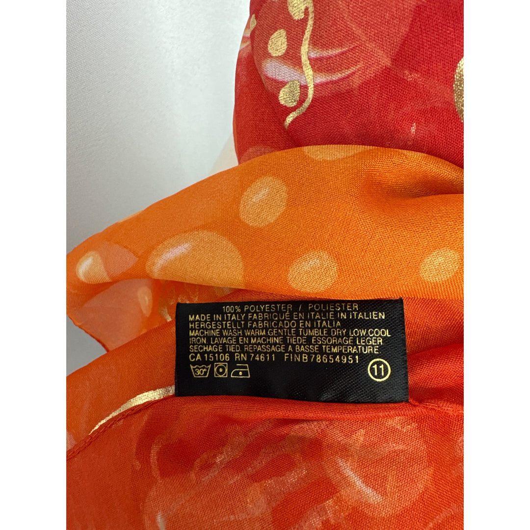 Art Of The Scarf Womens Silk Blend Orange & Red Oceanic Print Scarf