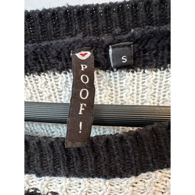 Poof Long Black and Cream Striped Sweater, Long Sleeve Size S