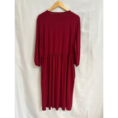 Women’s Merokeety Size XXL Burgundy 3 Quarter Length Sleeve Maxi Dress