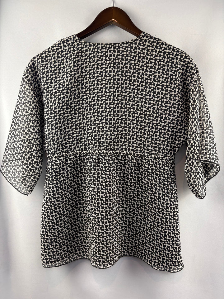Women’s Notations Small Black & White Dot Blouse