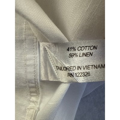 Men’s JWM J.Hilburn White Cotton/Linen Dress Shirt Sz L