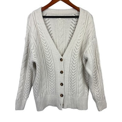 Women’s Anthropologie Crème Acrylic Embroidered Sweater Sz XS