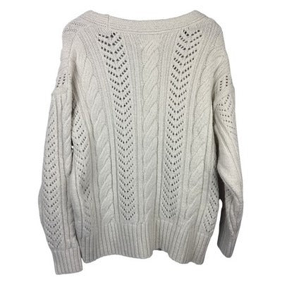 Women’s Anthropologie Crème Acrylic Embroidered Sweater Sz XS
