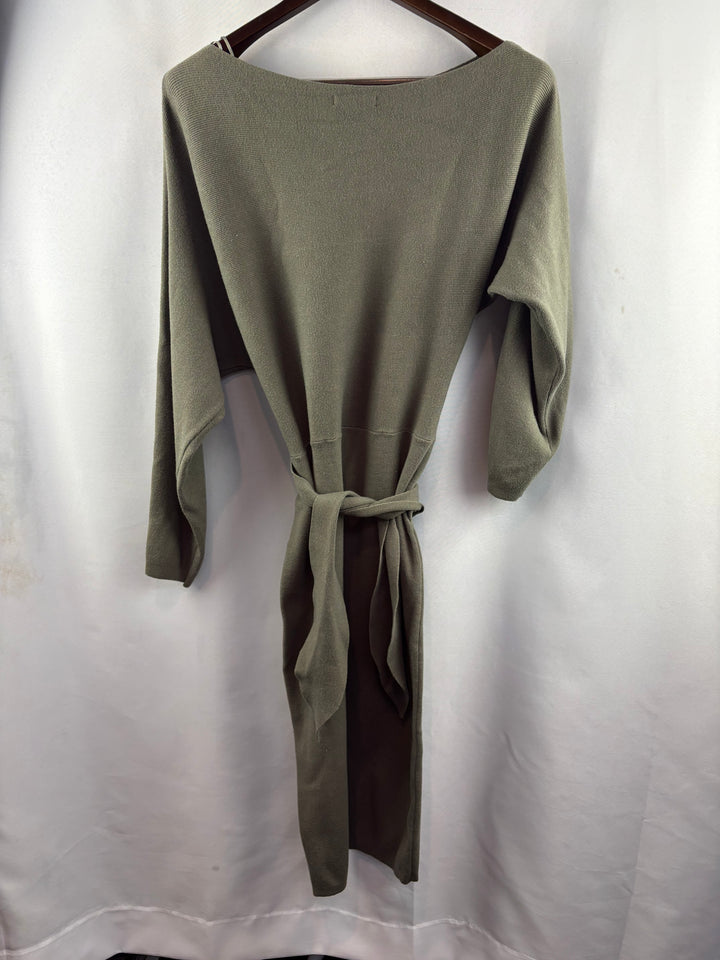 Women’s Mable Medium Olive Green Midi Tie Dress