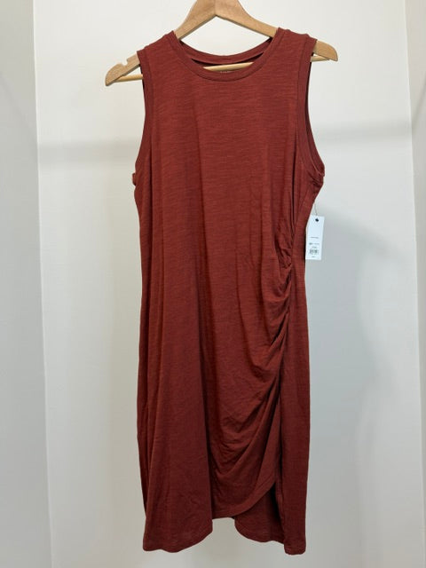 Nine West Side Ruched Sleeveless Dress Rust NWT SzXL