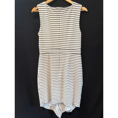 Women’s Hutch Mini Sheath Asymmetrical V-Neck Stripe Dress Black White Sz L
