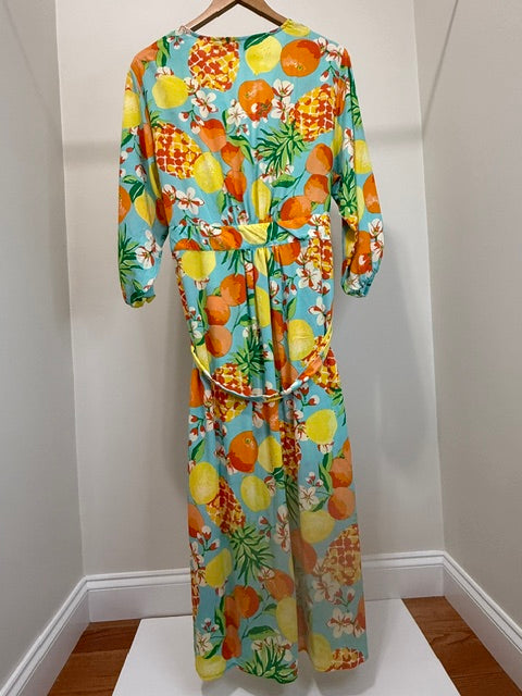 New York &amp; Company Citrus Print Maxi Dress SzXL NWT