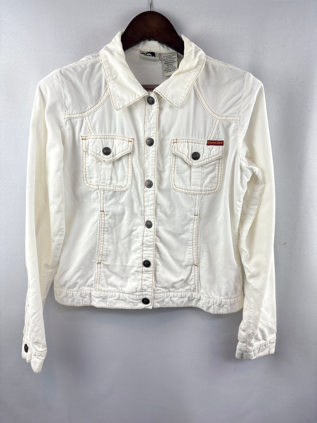 Women’s Roxy Jean Large White Corduroy Snap Button Jackets
