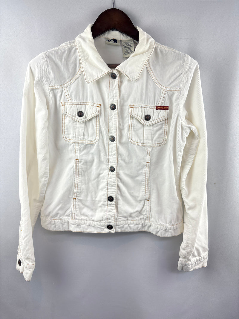 Women’s Roxy Jean Large White Corduroy Snap Button Jackets