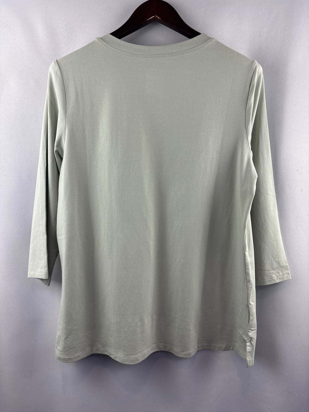Women’s Belle Kim Gravel Large Pale Grayish Green V-Neck Shirt