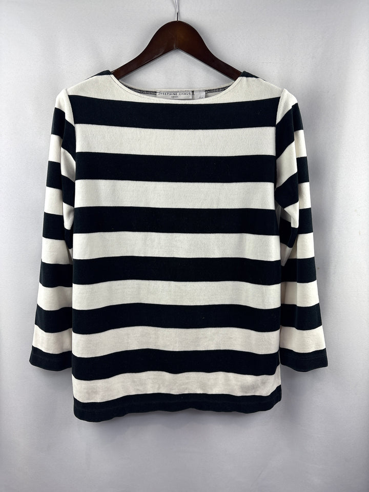 Women’s Josephine Chaus Small Black &amp; White Striped Long Sleeve
