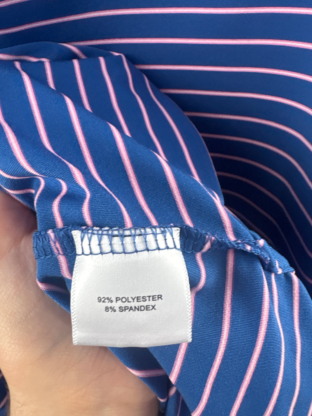 Men’s Peter Millar XL Blue &amp; Pink Striped Golf Polo