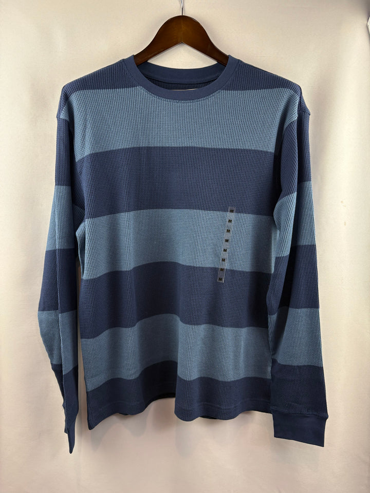 Men’s Retrofit Medium Light & Dark Blue Striped Long Sleeve Shirt