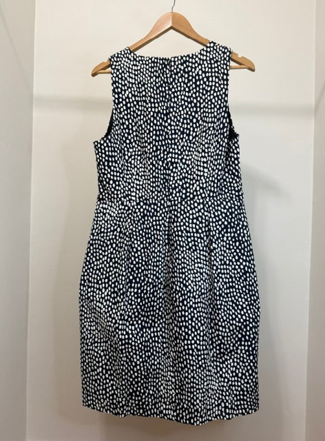 J.Crew Oncilla Print Basketweave Black White Sheath Dress Sz14 NWOT