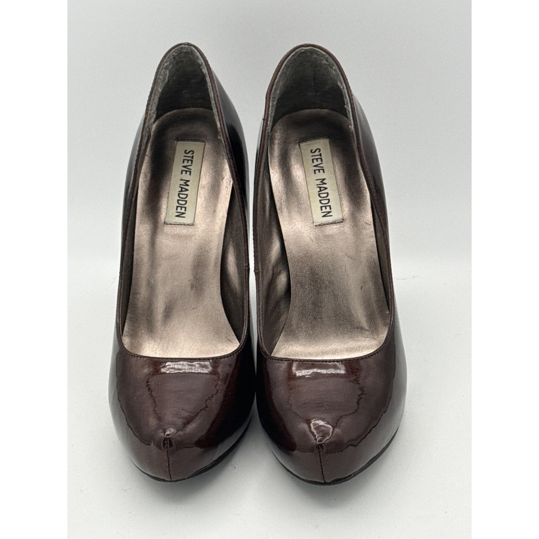 Steve Madden Burgundy Patent Leather Pumps Size 7M High Heel Womens Shoes