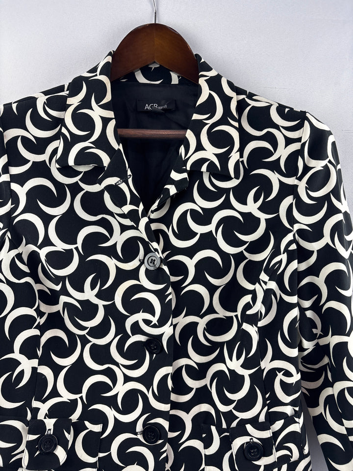 Women’s AGB Dress Size 10 Black &amp; White Patterned Blazer