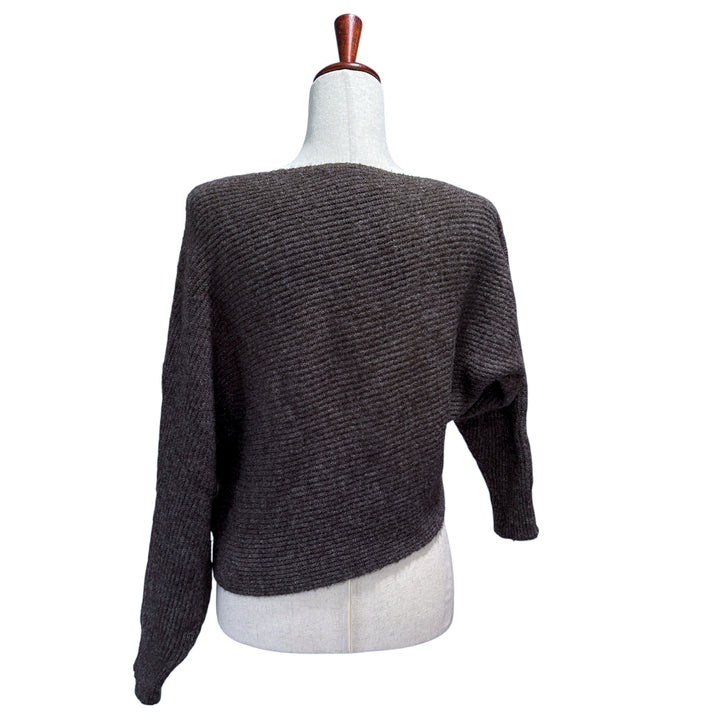 Vince. Women's Small Asymmetric Sweater Boatneck Ribbed Dolman Boho Minimalist Quiet Luxury