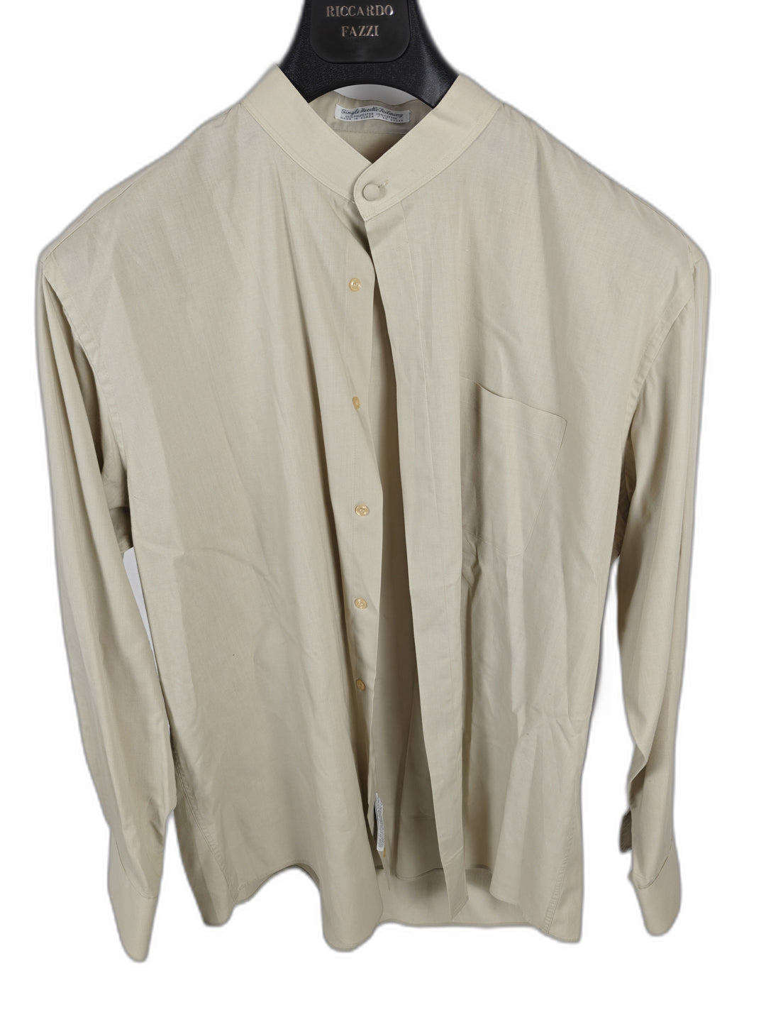 Men’s Diamante Mandarin Collar Dress Shirt Beige Size XL 17 34/35