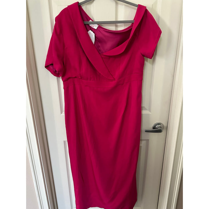Pink Maternity Dress With Asymmetric Neckline & Short Sleeves