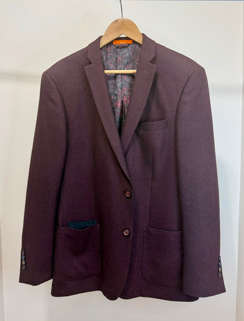 Tallia Lord &amp; Taylor Burgundy &amp; Black Herringbone Knit Blazer 40R-42R