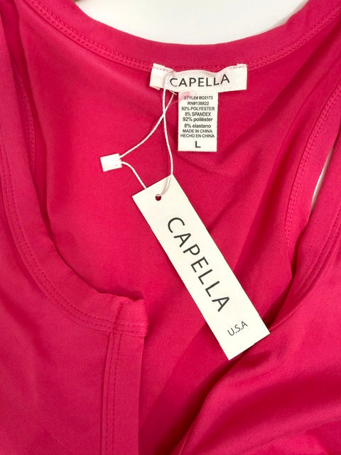 Capella USA Stretch V-Neck Maxi Dress – Hot Pink SzL NWT