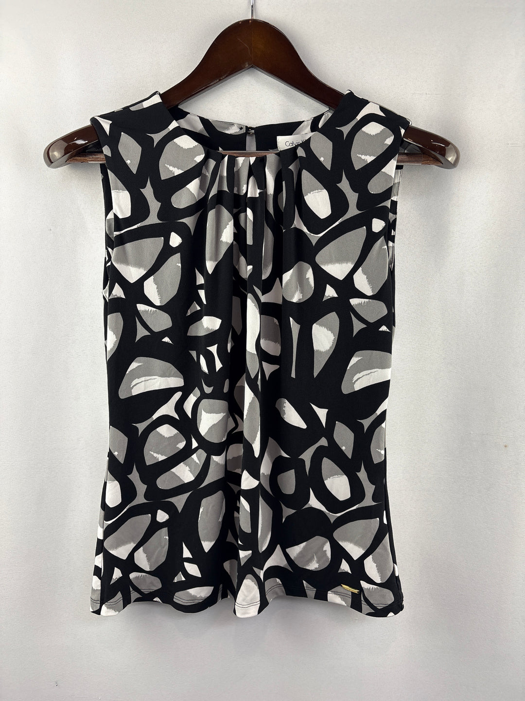 Women’s Calvin Klein Small Black, Gray, White Sleeveless Blouse