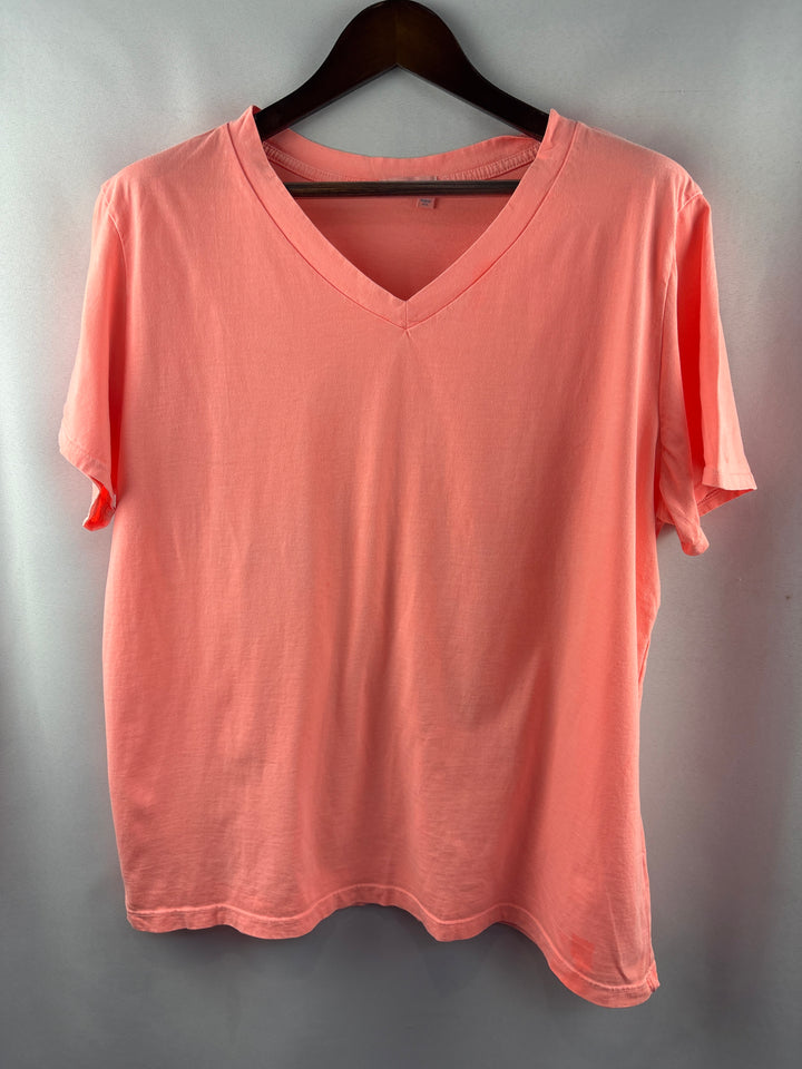 Women’s Fresh Produce Size 2X Bright Orange V-Neck T-Shirt