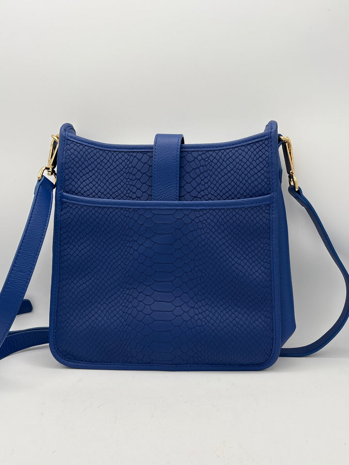 Women’s GiGi New York Royal Blue Crocodile Pattern Leather Purse