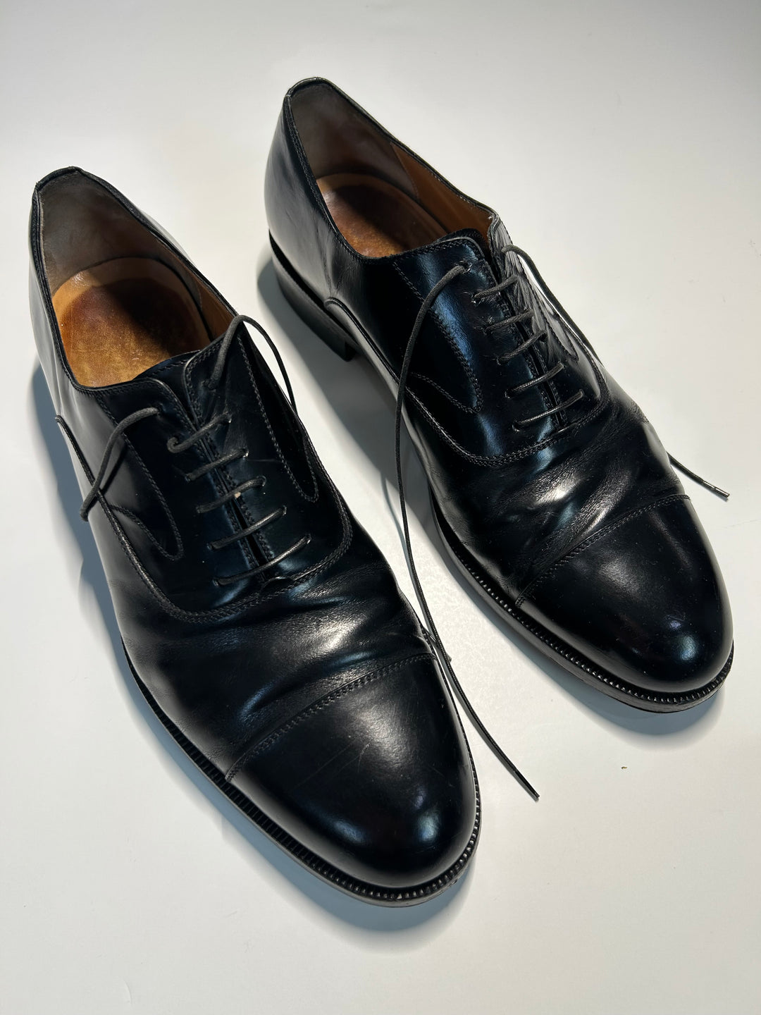 Salvatore Ferragamo Black Cap Toe Oxford Men’s 11 D Leather Made in Italy Dress Shoes