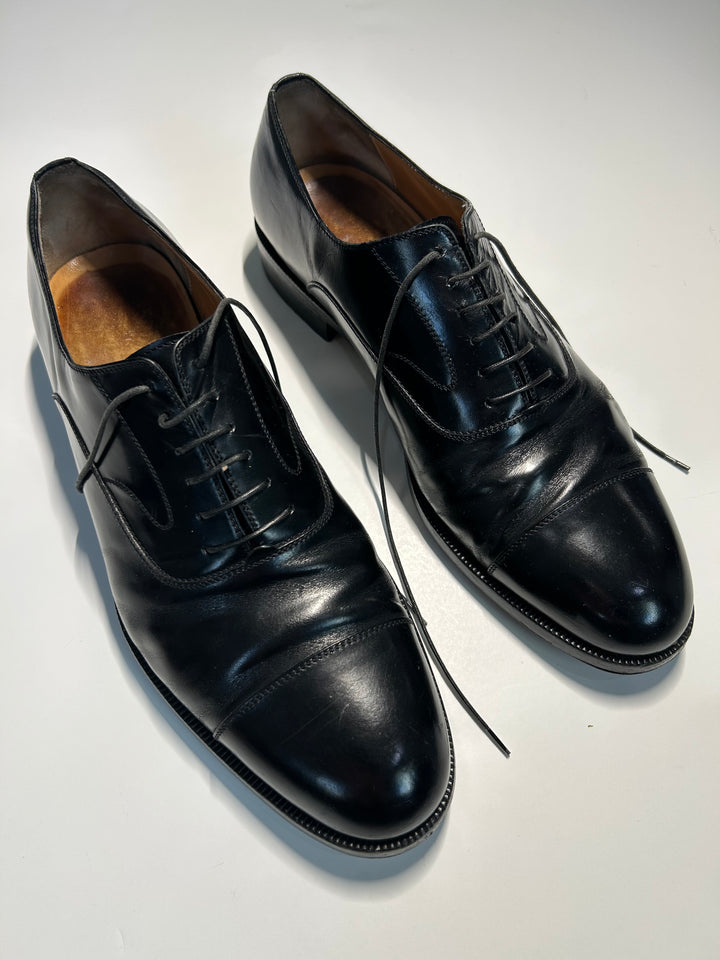 Salvatore Ferragamo Black Cap Toe Oxford Men’s 11 D Leather Made in Italy Dress Shoes