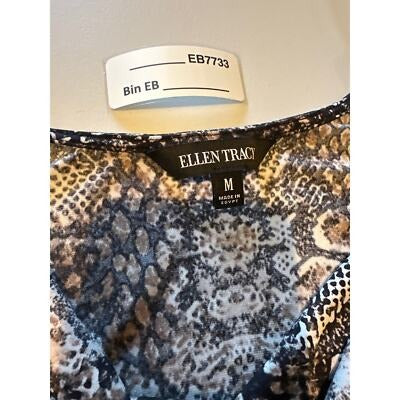 Ellen Tracy Sleeveless Cowl Neck Snake Print Top M