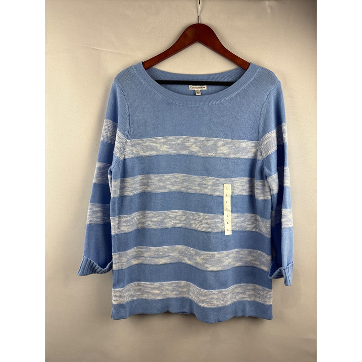 Croft & Barrow Womens Cotton Blue & White Striped Sweater Large