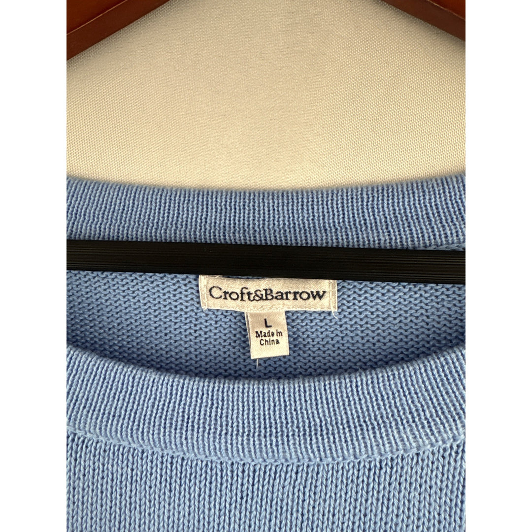 Croft & Barrow Womens Cotton Blue & White Striped Sweater Large