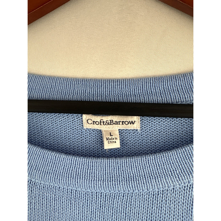 Croft & Barrow Womens Cotton Blue & White Striped Sweater Large