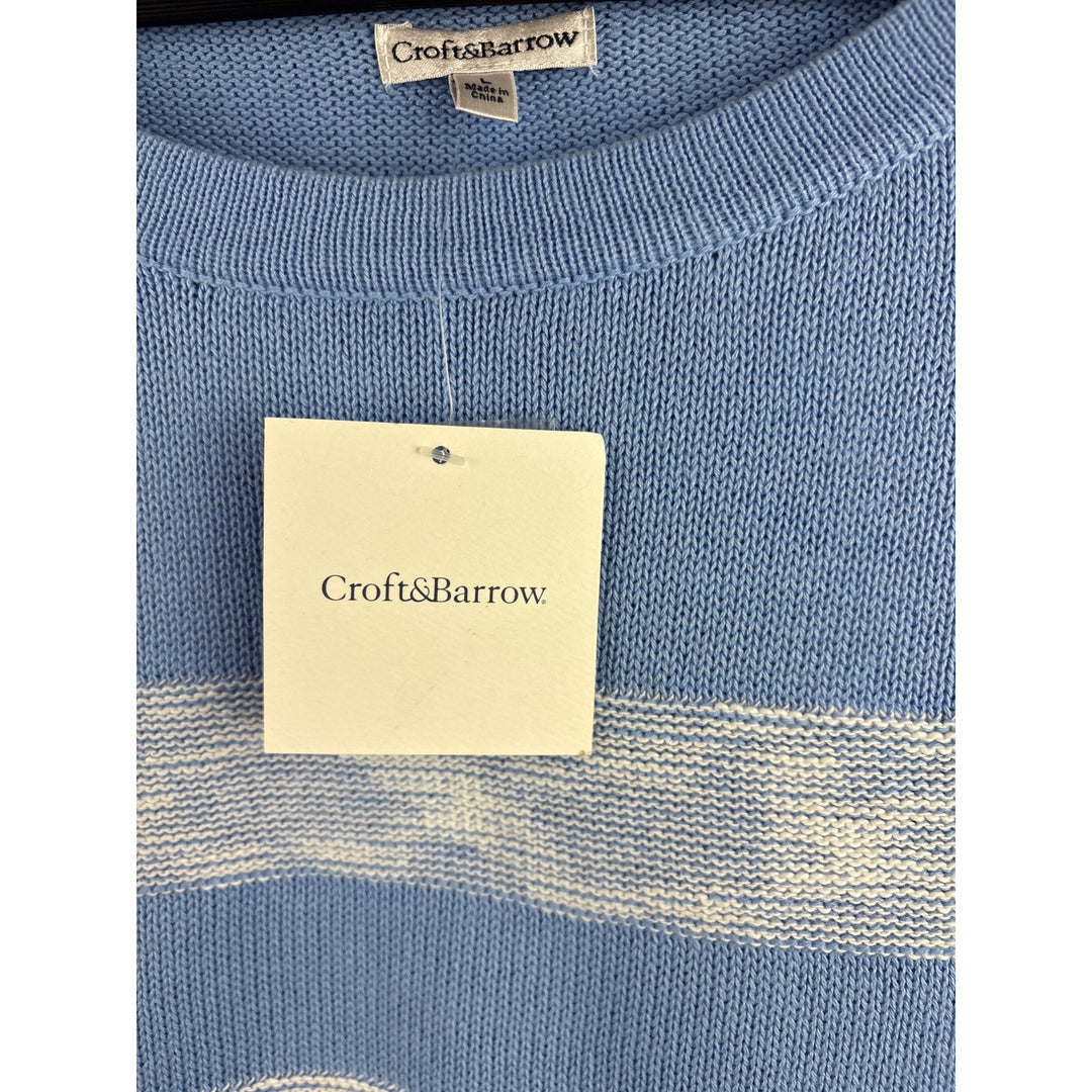 Croft & Barrow Womens Cotton Blue & White Striped Sweater Large