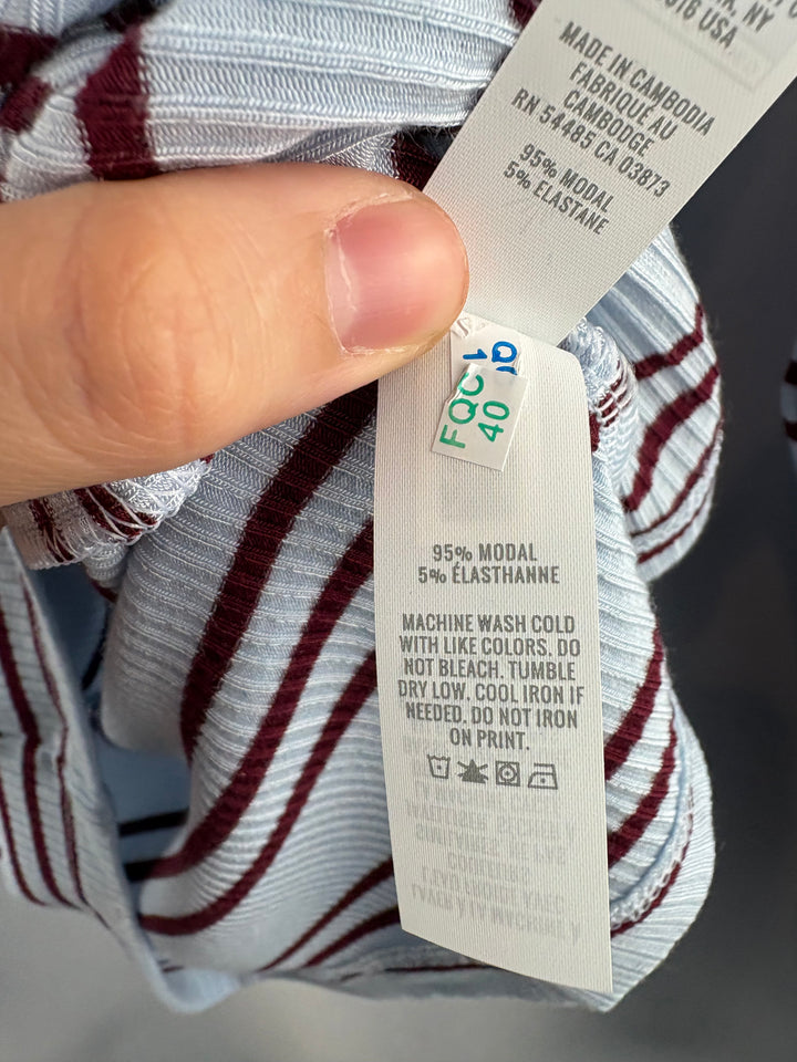 Women’s Offline by Aerie Small Sky Blue Long Sleeve w/ Red Stripes