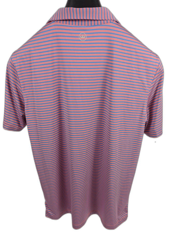 Mens Peter Millar Polo Pink Blue Striped Size L