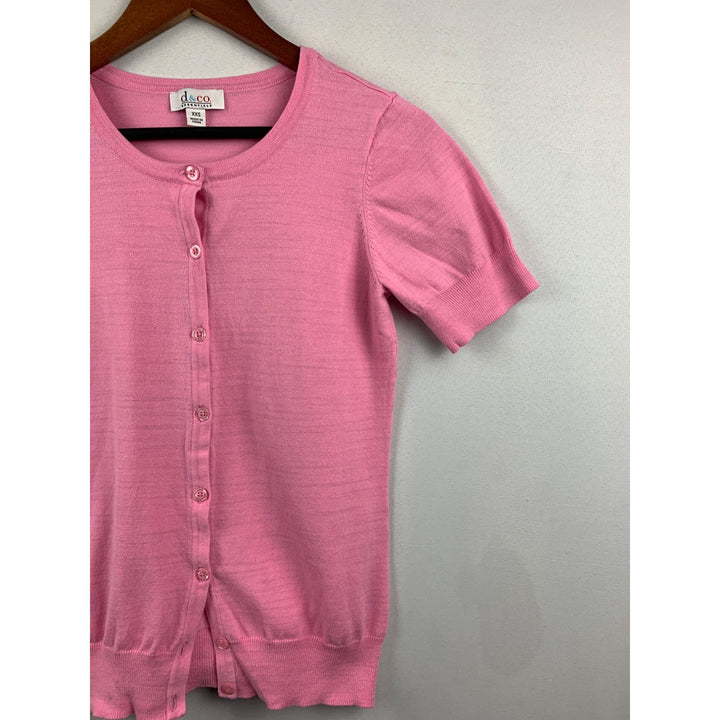 D & Co. Essentials Pink Button-Up Cardigan Sweater XXS