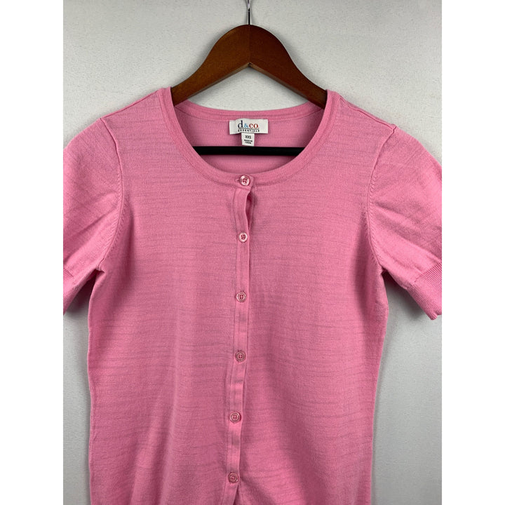 D & Co. Essentials Pink Button-Up Cardigan Sweater XXS