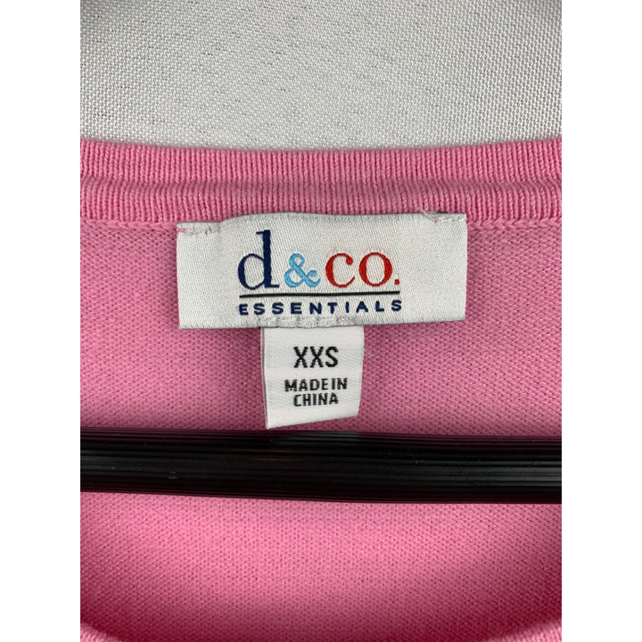 D & Co. Essentials Pink Button-Up Cardigan Sweater XXS