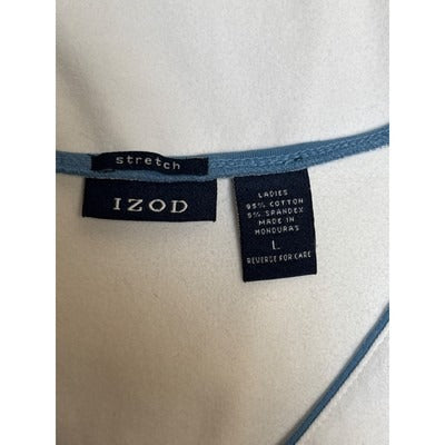 Women’s IZOD White Stretch Tee w/Darker Blue accents Sz L