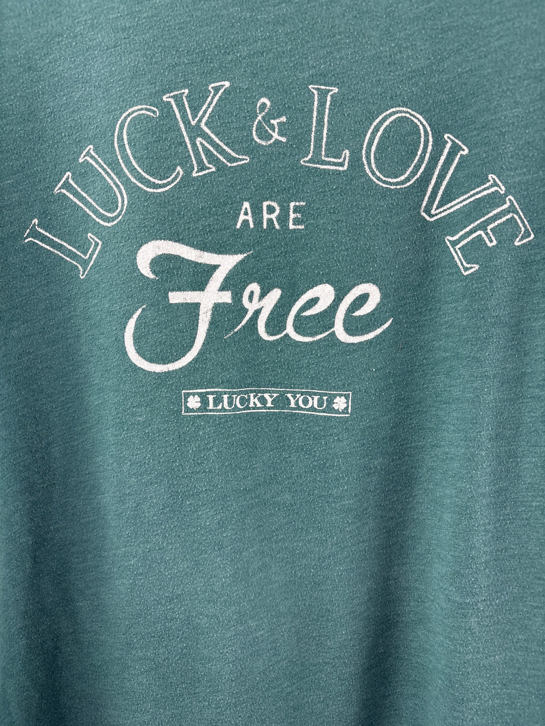 Women’s The Lucky Brand Small Green Luck &amp; Love Graphic T-Shirt