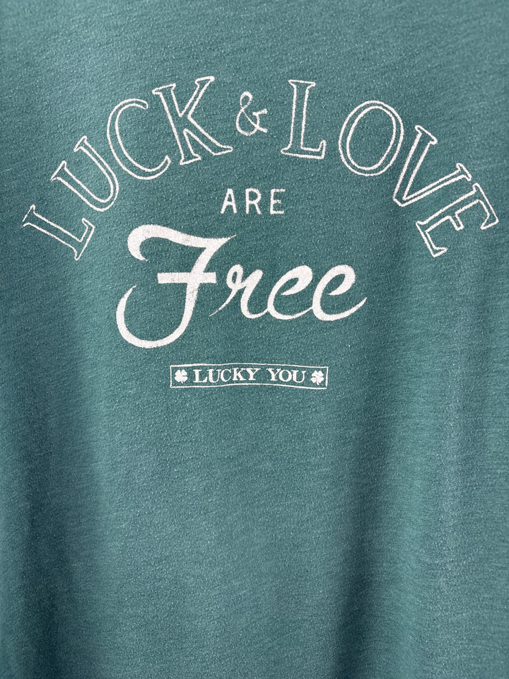 Women’s The Lucky Brand Small Green Luck &amp; Love Graphic T-Shirt
