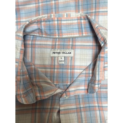 Peter Millar Mens Large Plaid Button-Down Shirt
