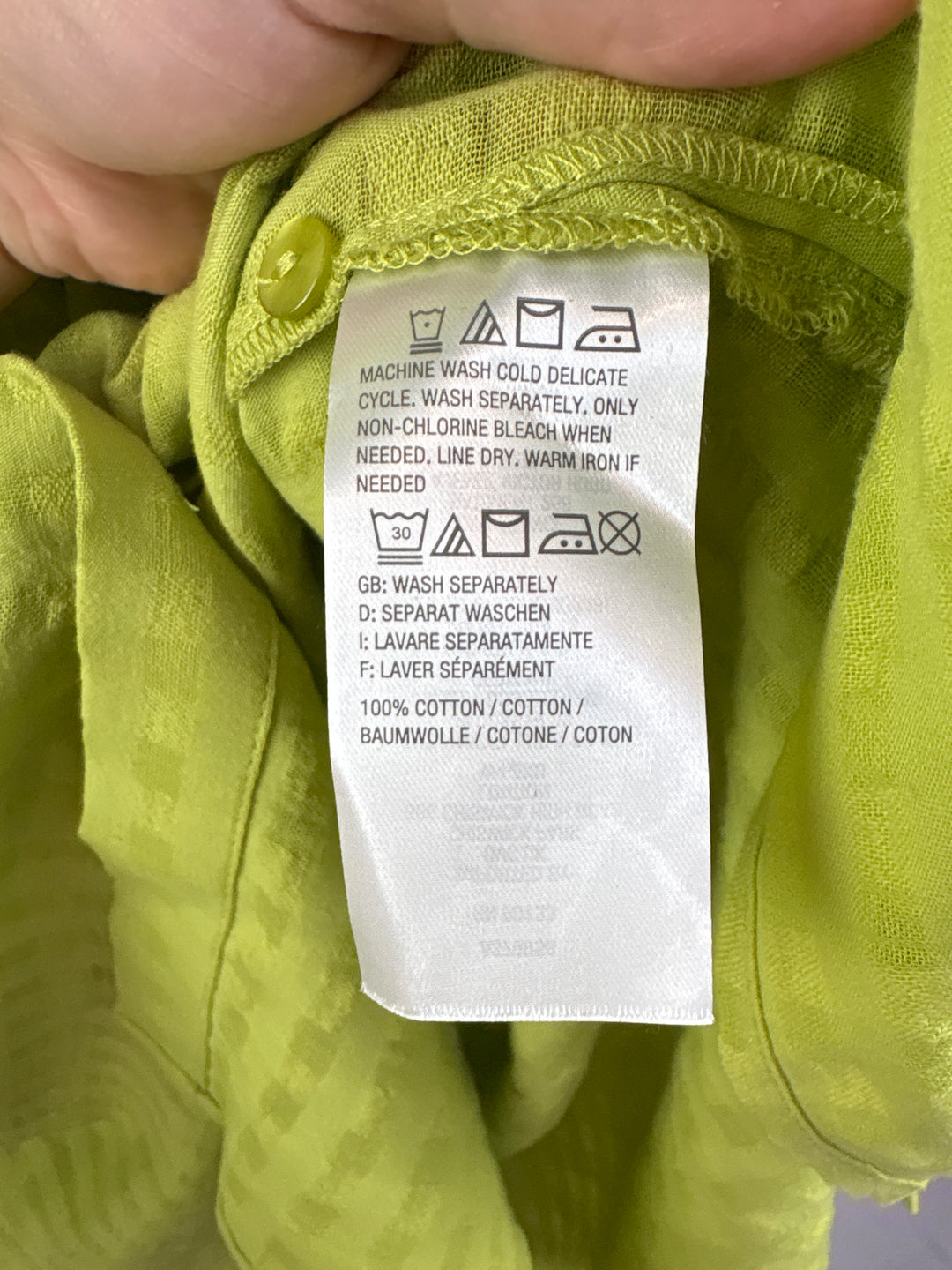 Women’s Joan Rivers Size 1X Lime Green Square Patterned Button Up