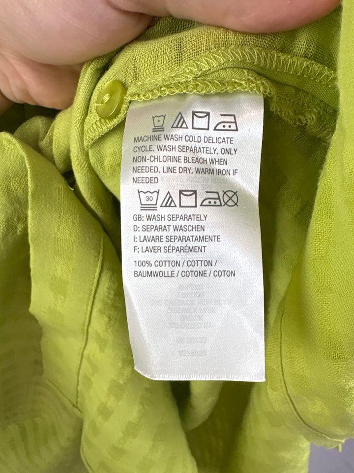 Women’s Joan Rivers Size 1X Lime Green Square Patterned Button Up