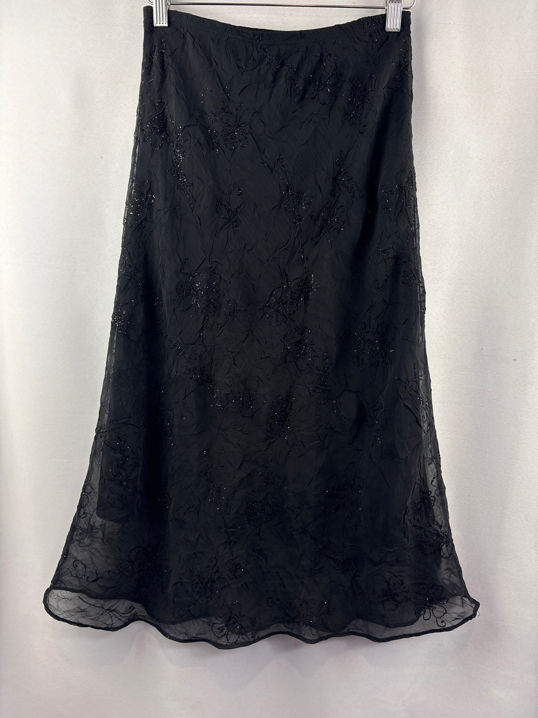 Women’s No Appt. Necessary Small Black Sparkly Midi Skirt